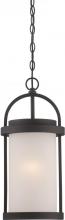  62/655 - Willis - LED Hanging Lantern with Antique White Glass - Textured Black Finish