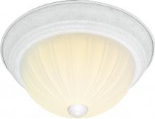  SF76/129 - 3 Light - 15" Flush with Frosted Melon Glass - Textured White Finish