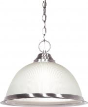  SF76/691 - 1 Light - 15" Pendant with Frosted Prismatic Glass - Brushed Nickel Finish