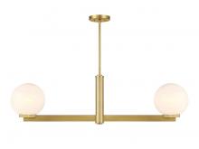  M100124NB - 2-Light Linear Chandelier in Natural Brass