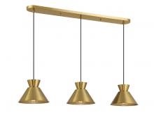  M100134NB - 3-Light Linear Chandelier in Natural Brass