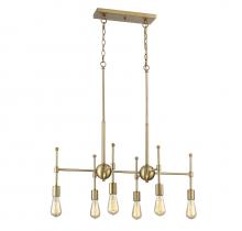 Savoy House Meridian M10015-322 - 6-Light Linear Chandelier in Natural Brass