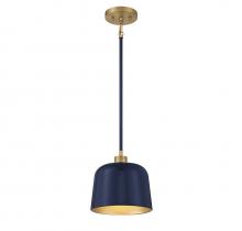 Savoy House Meridian M70118NBLNB - 1-Light Pendant in Navy Blue with Natural Brass