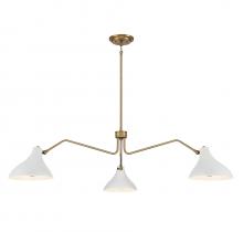 Savoy House Meridian M7019WHNB - 3-light Pendant In White With Natural Brass