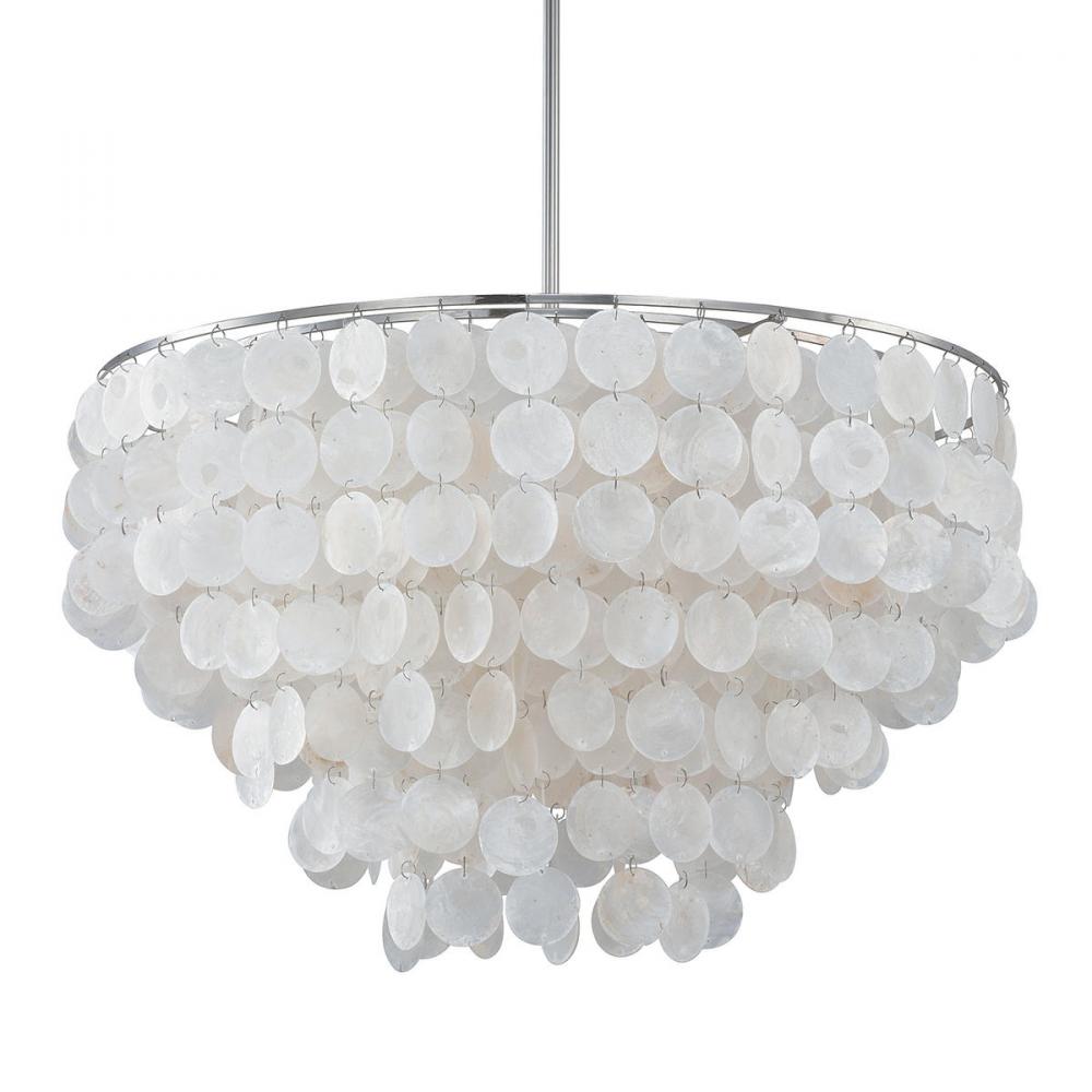 6-Light Pendant Tiered Empire Chandelier with Mica Shell Adorments