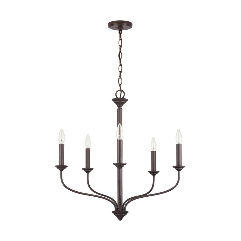 5-Light Chandelier in Bronze with Fluted Column