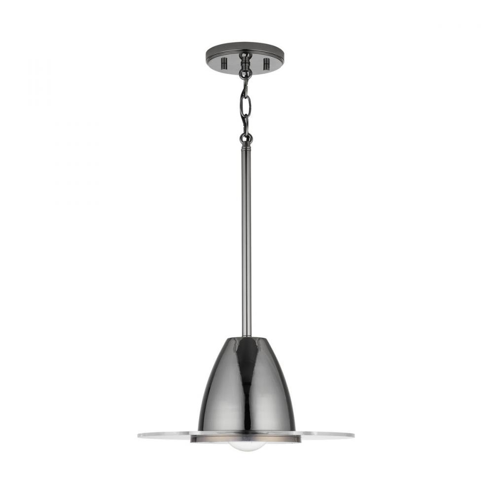 1-Light Pendant in Black Chrome with Acrylic Disc