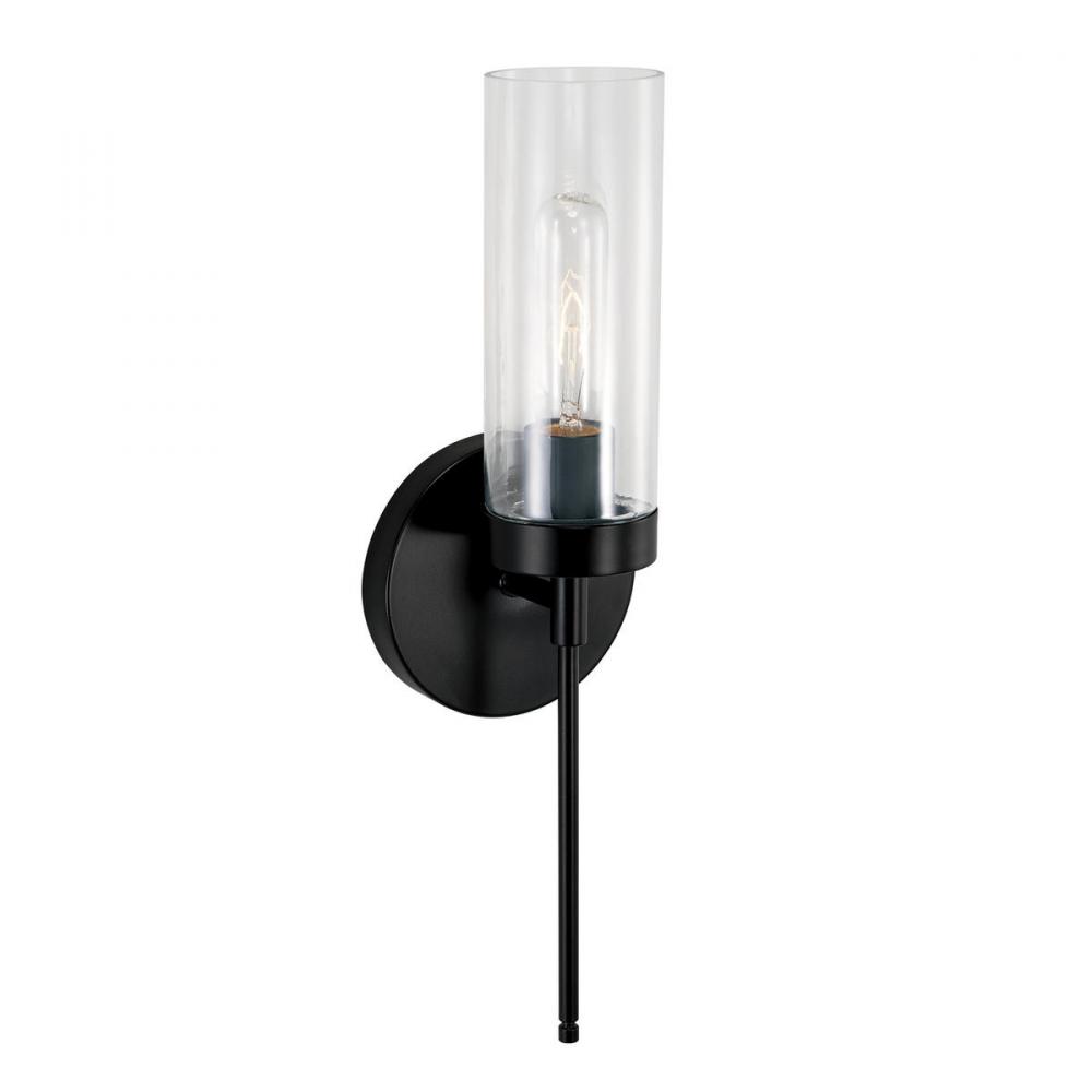 Sconce in Matte Black with Clear Glass