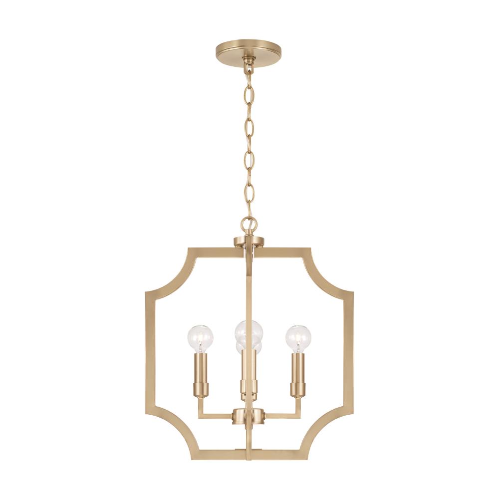 16"W x 18.50"H 4-Light Foyer Lantern Pendant in Matte Brass