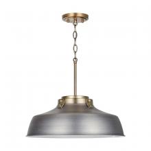 Austin Allen & Co. 9D329A - 1-Light Industrial Metal Shade Pendant - Antique Nickel and Aged Brass with White Interior