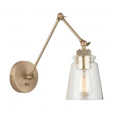 Austin Allen & Co. 9D344A - 1-Light Clear Glass Sconce with Adjustable Arm and Shade in Aged Brass