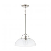 Austin Allen & Co. 9F369A - 1-Light Pendant in Polished Nickel with Clear Glass Dome Shade