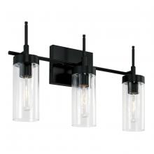 Austin Allen & Co. AA1015MB - 3-Light Vanity in Matte Black with Clear Glass