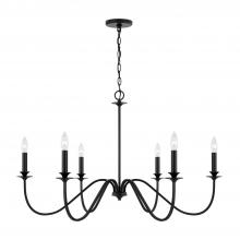 Austin Allen & Co. AA1029MB - 6-Light Chandelier in Matte Black with Decorative Double Bobeches