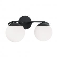 Austin Allen & Co. AA1032MB - 17"W x 9.50"H 2-Light Vanity in Matte Black with Soft White Glass Globes