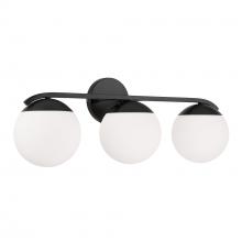 Austin Allen & Co. AA1033MB - 25.50"W x 9.50"H 3-Light Vanity in Matte Black with Soft White Glass Globes